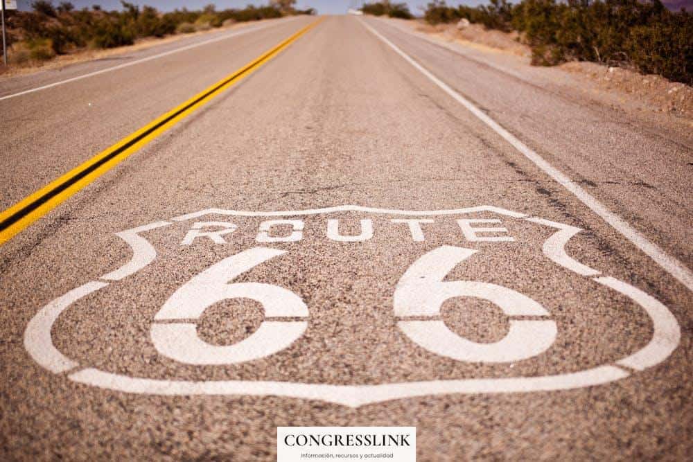 Route 66 Printed on Road
